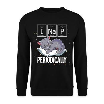 Schlafende Katze Ich mache regelmäßig ein Nickerchen - Unisex Pullover - Schwarz - Vorne - Alina (178cm) & Michal (187cm)