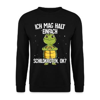 Ich mag halt einfach Schildkröten - Unisex Pullover - Schwarz - Vorne - Alina (178cm) & Michal (187cm)