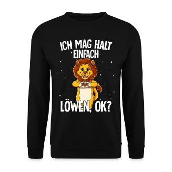 Ich mag halt einfach Löwen - Unisex Pullover - Schwarz - Vorne - Alina (178cm) & Michal (187cm)