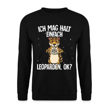 Ich mag halt einfach Leoparden - Unisex Pullover - Schwarz - Vorne - Alina (178cm) & Michal (187cm)