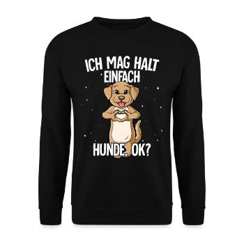 Ich mag halt einfach Hunde - Unisex Pullover - Schwarz - Vorne - Alina (178cm) & Michal (187cm)