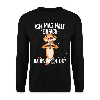 Ich mag halt einfach Bartagamen - Unisex Pullover - Schwarz - Vorne - Alina (178cm) & Michal (187cm)