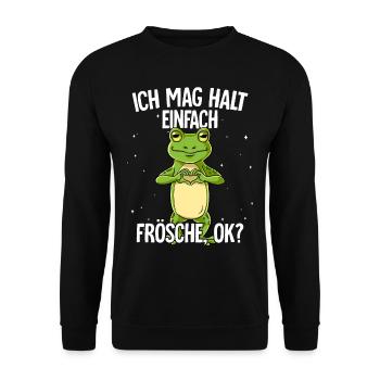 Ich mag halt einfach Frösche - Unisex Pullover - Schwarz - Vorne - Alina (178cm) & Michal (187cm)