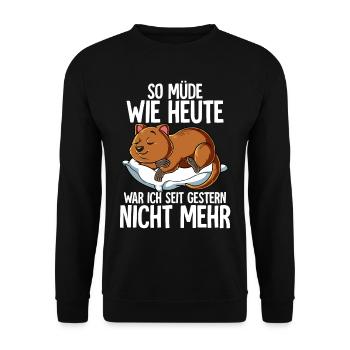 So Müde Wie Heute War Ich Seit Gestern Nicht Mehr - Unisex Pullover - Schwarz - Vorne - Alina (178cm) & Michal (187cm)