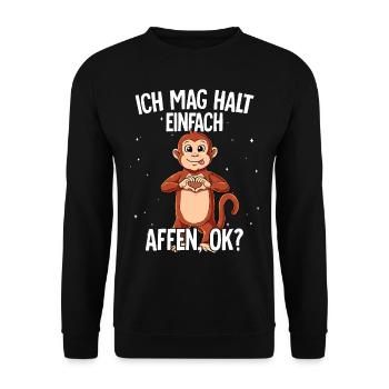 Ich mag halt einfach Affen - Unisex Pullover - Schwarz - Vorne - Alina (178cm) & Michal (187cm)