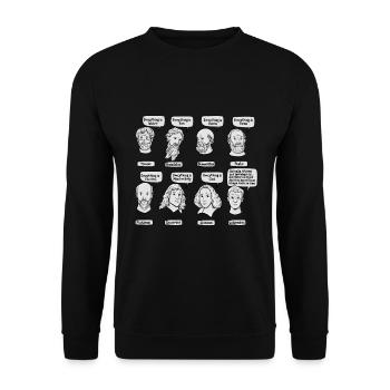 Philosophie Meme Design Für Einen Philosophen - Unisex Pullover - Schwarz - Vorne - Alina (178cm) & Michal (187cm)