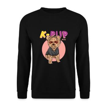 K Pop Dog Korean Pop - Unisex Sweatshirt - black - Front - Alina (178cm) & Michal (187cm)