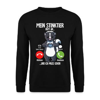 Mein Stinktier Ruft An - Unisex Pullover - Schwarz - Vorne - Alina (178cm) & Michal (187cm)