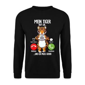 Mein Tiger Ruft An - Unisex Pullover - Schwarz - Vorne - Alina (178cm) & Michal (187cm)
