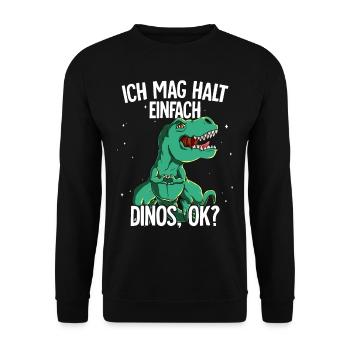 Ich mag halt einfach Dinos - Unisex Pullover - Schwarz - Vorne - Alina (178cm) & Michal (187cm)