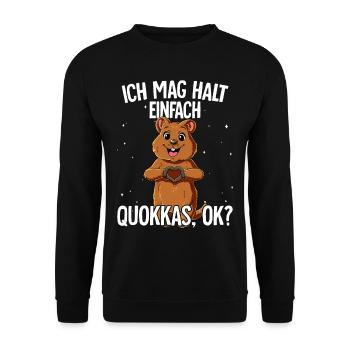 Ich mag halt einfach Quokkas - Unisex Pullover - Schwarz - Vorne - Alina (178cm) & Michal (187cm)
