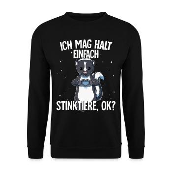 Ich mag halt einfach Stinktiere - Unisex Pullover - Schwarz - Vorne - Alina (178cm) & Michal (187cm)