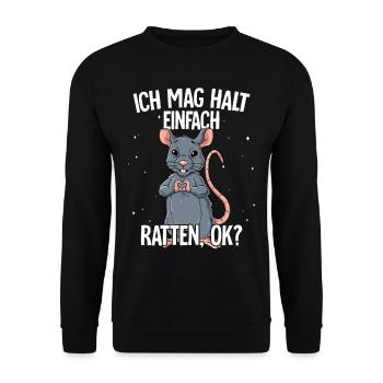 Ich mag halt einfach Ratten - Unisex Pullover - Schwarz - Vorne - Alina (178cm) & Michal (187cm)