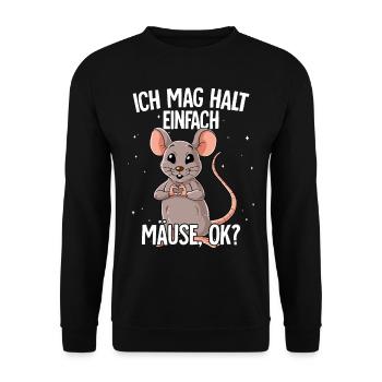 Ich mag halt einfach Mäuse - Unisex Pullover - Schwarz - Vorne - Alina (178cm) & Michal (187cm)