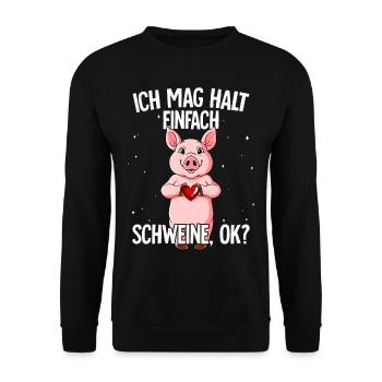 Ich mag halt einfach Schweine - Unisex Pullover - Schwarz - Vorne - Alina (178cm) & Michal (187cm)