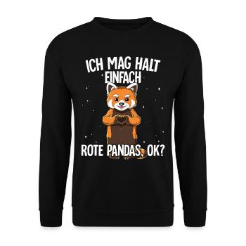 Ich mag halt einfach Rote Pandas - Unisex Pullover - Schwarz - Vorne - Alina (178cm) & Michal (187cm)