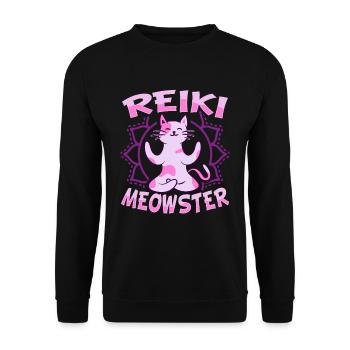 Reiki Energy Cat for a Reiki Healer - Unisex Sweatshirt - black - Front - Alina (178cm) & Michal (187cm)