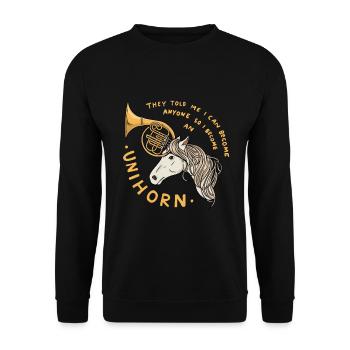 Français Licorne Corne - Sweat-shirt Unisexe - noir - Devant - Alina (178cm) & Michal (187cm)