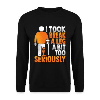 Amputated leg prosthesis Prosthesis Amputation - Unisex Sweatshirt - black - Front - Alina (178cm) & Michal (187cm)