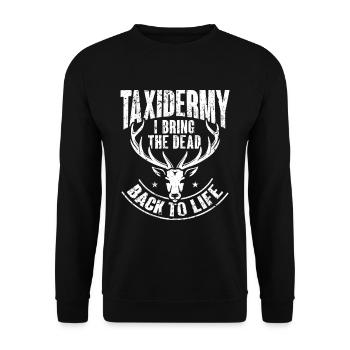 Präparator Design zum Ausstopfen von Tieren - Unisex Pullover - Schwarz - Vorne - Alina (178cm) & Michal (187cm)