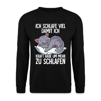 Ich Schlafe Katze - Unisex Pullover - Schwarz - Vorne - Alina (178cm) & Michal (187cm)