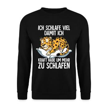 Ich Schlafe Leopard - Unisex Pullover - Schwarz - Vorne - Alina (178cm) & Michal (187cm)
