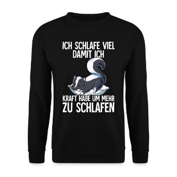 Ich Schlafe Stinktier - Unisex Pullover - Schwarz - Vorne - Alina (178cm) & Michal (187cm)