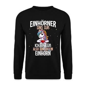 Einhörner Sind Süß Einhorn - Unisex Pullover - Schwarz - Vorne - Alina (178cm) & Michal (187cm)