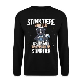 Stinktiere Sind Süß Stinktier - Unisex Pullover - Schwarz - Vorne - Alina (178cm) & Michal (187cm)