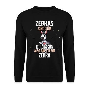 Zebras Sind Süß Zebra - Unisex Pullover - Schwarz - Vorne - Alina (178cm) & Michal (187cm)