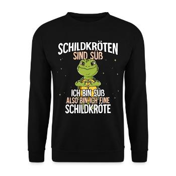 Schildkröten Sind Süß Schildkröte - Unisex Pullover - Schwarz - Vorne - Alina (178cm) & Michal (187cm)