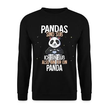 Pandas Sind Süß Panda - Unisex Pullover - Schwarz - Vorne - Alina (178cm) & Michal (187cm)