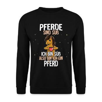 Pferde Sind Süß Pferd - Unisex Pullover - Schwarz - Vorne - Alina (178cm) & Michal (187cm)