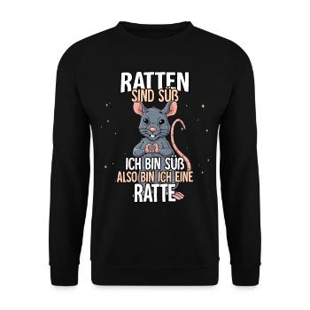 Ratten Sind Süß Ratte - Unisex Pullover - Schwarz - Vorne - Alina (178cm) & Michal (187cm)