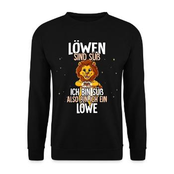 Löwen Sind Süß Löwe - Unisex Pullover - Schwarz - Vorne - Alina (178cm) & Michal (187cm)