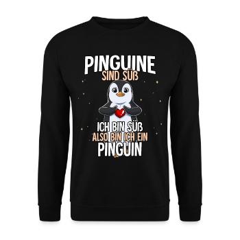 Pinguine Sind Süß Pinguin - Unisex Pullover - Schwarz - Vorne - Alina (178cm) & Michal (187cm)