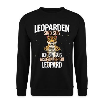 Leoparden Sind Süß Leopard - Unisex Pullover - Schwarz - Vorne - Alina (178cm) & Michal (187cm)