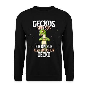 Geckos Sind Süß Gecko - Unisex Pullover - Schwarz - Vorne - Alina (178cm) & Michal (187cm)