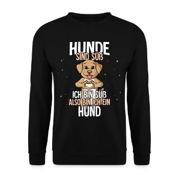 Hunde Sind Süß Hund - Unisex Pullover - Schwarz - Vorne - Alina (178cm) & Michal (187cm)