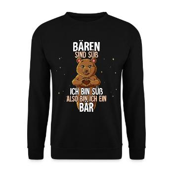 Bären Sind Süß Bär - Unisex Pullover - Schwarz - Vorne - Alina (178cm) & Michal (187cm)