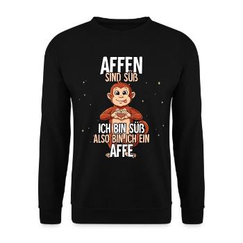 Affen Sind Süß Affe - Unisex Pullover - Schwarz - Vorne - Alina (178cm) & Michal (187cm)