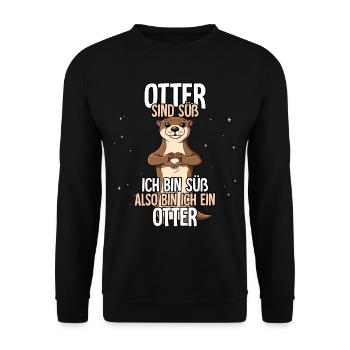 Otter Sind Süß Otter - Unisex Pullover - Schwarz - Vorne - Alina (178cm) & Michal (187cm)