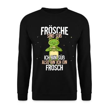 Frösche Sind Süß Frosch - Unisex Pullover - Schwarz - Vorne - Alina (178cm) & Michal (187cm)
