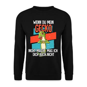 Wenn Du Mein Gecko - Unisex Pullover - Schwarz - Vorne - Alina (178cm) & Michal (187cm)