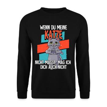 Wenn Du Meine Katze - Unisex Pullover - Schwarz - Vorne - Alina (178cm) & Michal (187cm)