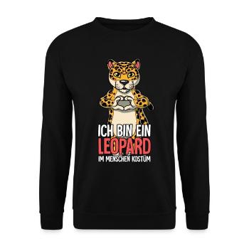 Ich Bin Ein Leopard - Unisex Pullover - Schwarz - Vorne - Alina (178cm) & Michal (187cm)