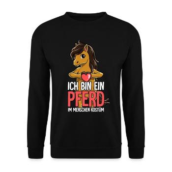 Ich Bin Ein Pferd - Unisex Pullover - Schwarz - Vorne - Alina (178cm) & Michal (187cm)