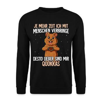 Quokka - Unisex Pullover - Schwarz - Vorne - Alina (178cm) & Michal (187cm)