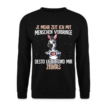 Zebra - Unisex Pullover - Schwarz - Vorne - Alina (178cm) & Michal (187cm)