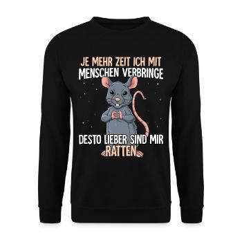 Ratte - Unisex Pullover - Schwarz - Vorne - Alina (178cm) & Michal (187cm)
